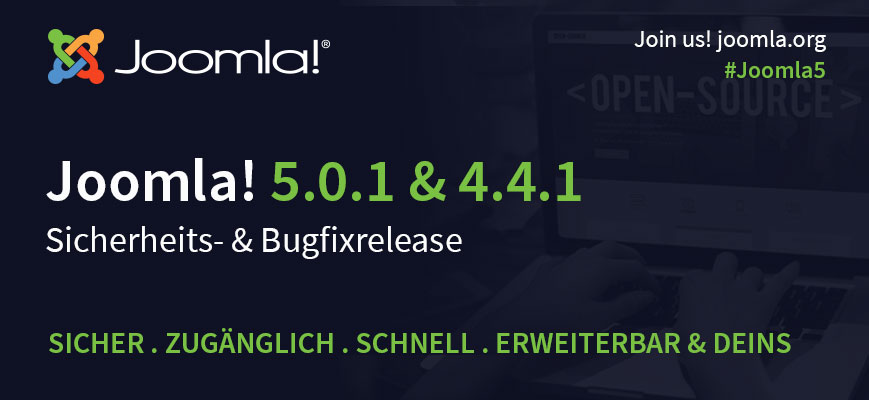 Joomla! 5.0.1 und 4.4.1 sind verfügbar - Sicherheits- & Bugfix Release